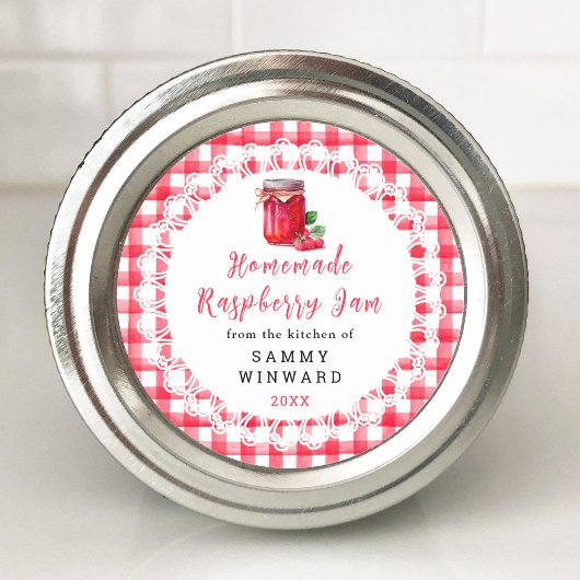 Zelfgemaakte Raspberry Jam Inblikken Label