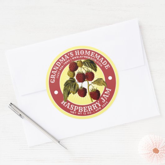  Zelfgemaakte Raspberry Jam Label Sjabloon (Envelop)