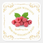 Zelfgemaakte Raspberry Jam Square Label (Voorkant)
