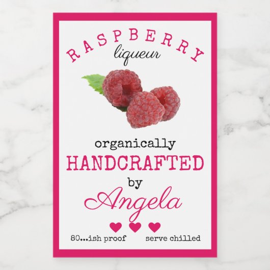 Zelfgemaakte Raspberry Likeur Bottle Label | Voedselcontainer Etiket (Enkel label)