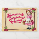 Zelfgemaakte Raspberry Preserve -  Voedselcontainer Etiket (Enkel label)