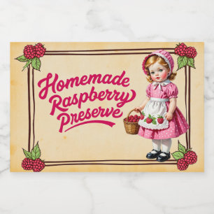 Zelfgemaakte Raspberry Preserve -  Voedselcontainer Etiket