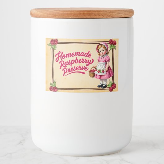 Zelfgemaakte Raspberry Preserve -  Voedselcontainer Etiket (Voorkant)