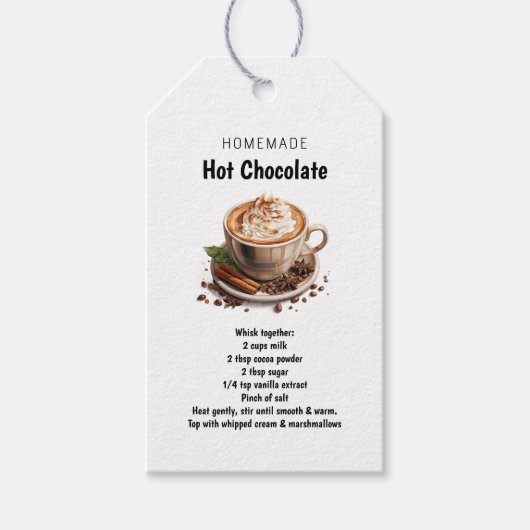 Zelfgemaakte Recept voor Chocolademelk Cadeaulabel (Voorkant)
