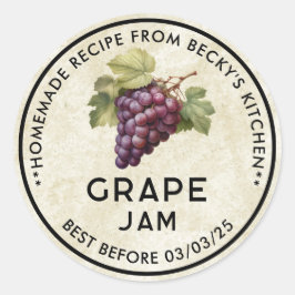  zelfgemaakte Red Grapes jam inblikken label