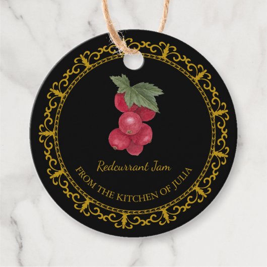 Zelfgemaakte Redcurrant Jam Hang Label l Zwart (Voorkant)