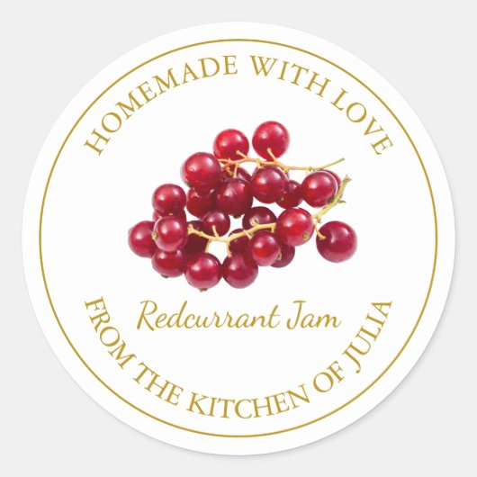 Zelfgemaakte Redcurrant Jam Label | Wit (Voorkant)