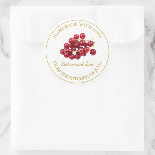 Zelfgemaakte Redcurrant Jam Label | Wit (Tas)