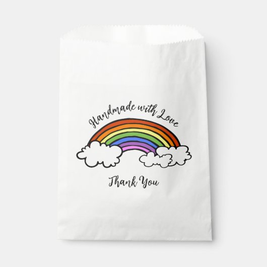 Zelfgemaakte regenboogzakjes met liefde bedankzakje (Voorkant)