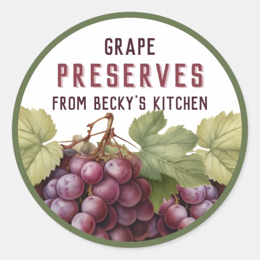 Zelfgemaakte rode druif behoudt ingeblikte sticker (Voorkant)