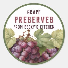 Zelfgemaakte rode druif behoudt ingeblikte sticker