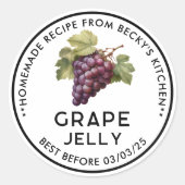 Zelfgemaakte rode druiven Jelly inblikken label (Voorkant)