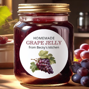 Zelfgemaakte rode druiven jelly inblikken label