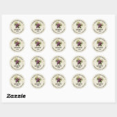 Zelfgemaakte rode druivenjam potdeksel met vintage ronde sticker (Vel)