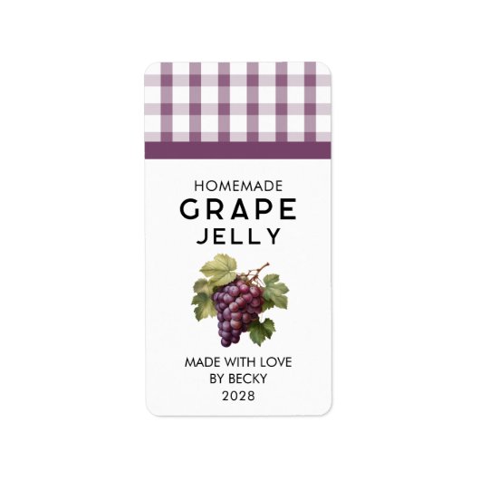 Zelfgemaakte rode druivenjam preserve label (Voorkant)