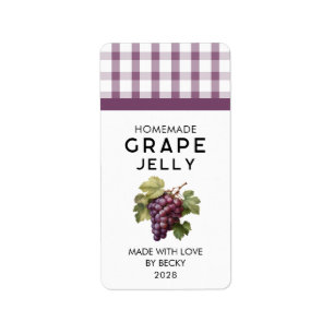 Zelfgemaakte rode druivenjelly behouden label