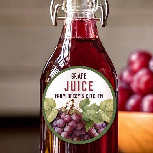 Zelfgemaakte rode druivensap pantry labels