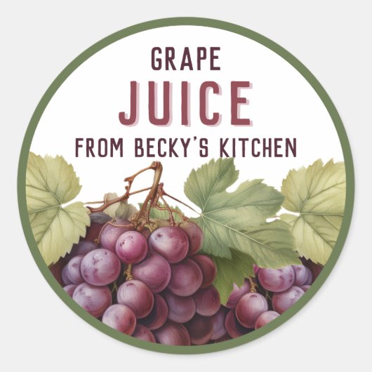 Zelfgemaakte rode druivensap pantry labels (Voorkant)