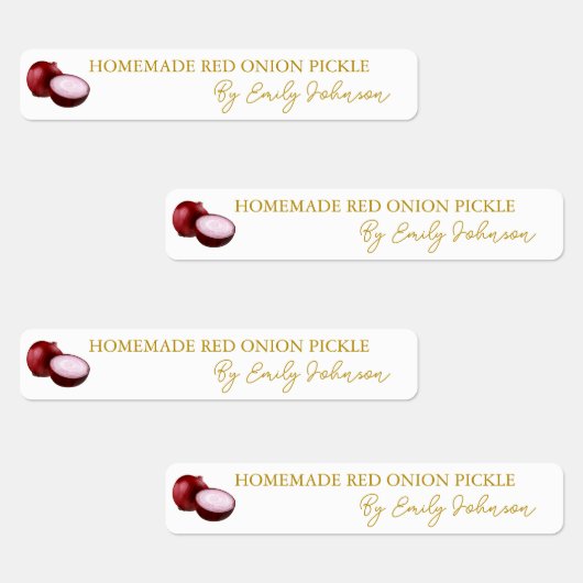 Zelfgemaakte rode ui augurk dun label (Groep)