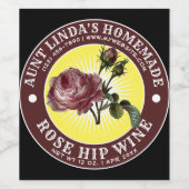  Zelfgemaakte Rozenbottel Wijn Sjabloon Etiket (Enkel label)