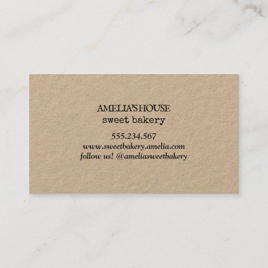 Zelfgemaakte rustieke logo custom kraft eenvoudig visitekaartje (Achterkant)