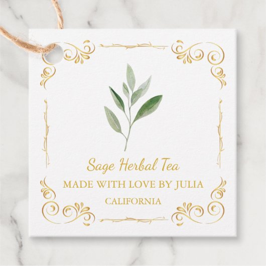  Zelfgemaakte Sage Tea Square Hang Label (Voorkant)