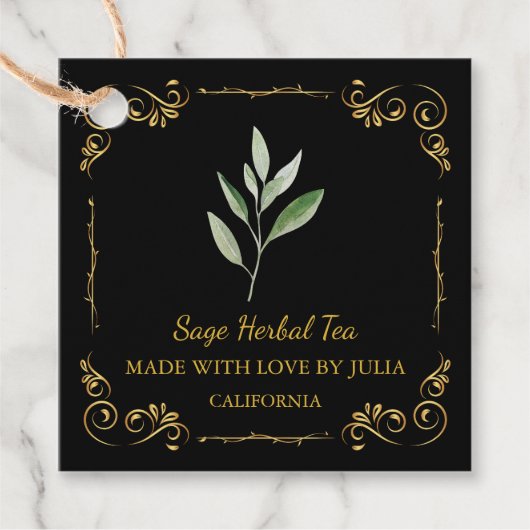  Zelfgemaakte Sage Tea Square Hang Label (Voorkant)