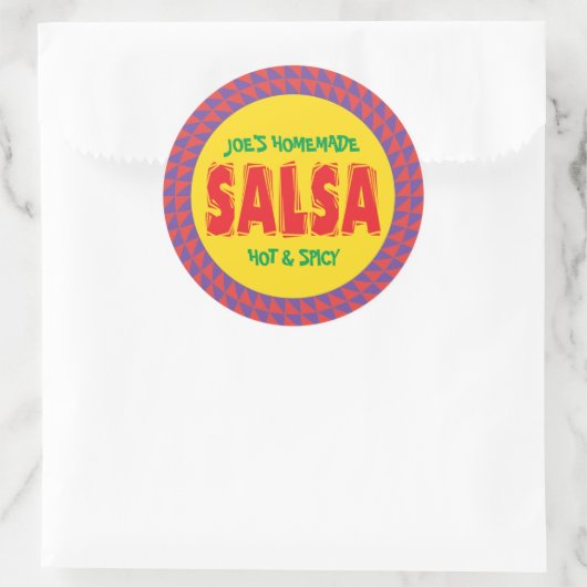Zelfgemaakte Salsa kleurrijke inblikpot label (Tas)