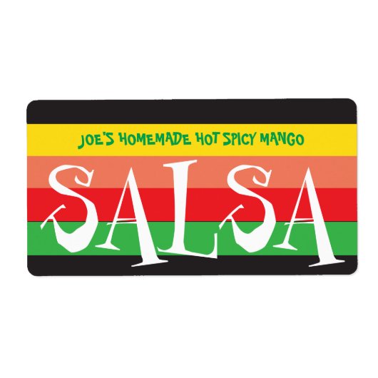 Zelfgemaakte Salsa kleurrijke strepen Etiket (Voorkant)