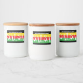 Zelfgemaakte SALSA met rode groene en gele strepen Voedselcontainer Etiket (Flessen)