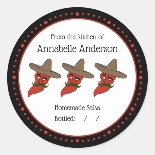 Zelfgemaakte Salsa Modern Minimalistisch Personali Ronde Sticker (Voorkant)