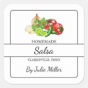 Zelfgemaakte Salsa Square Label