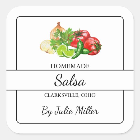 Zelfgemaakte Salsa Square Label (Voorkant)