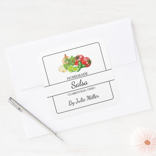 Zelfgemaakte Salsa Square Label (Envelop)