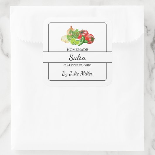 Zelfgemaakte Salsa Square Label (Tas)