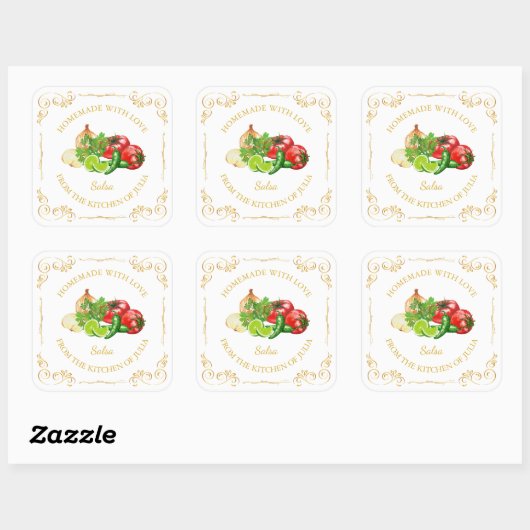 zelfgemaakte Salsa Square Label (Vel)