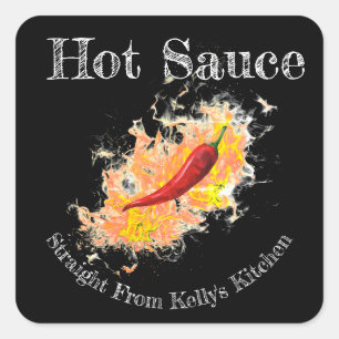 Zelfgemaakte Saus Business Reaper Hot Sauce Voedse Vierkante Sticker