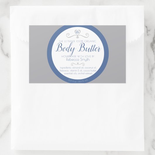 Zelfgemaakte schoonheidsingrediënten zilver grijs  rechthoekige sticker (Tas)