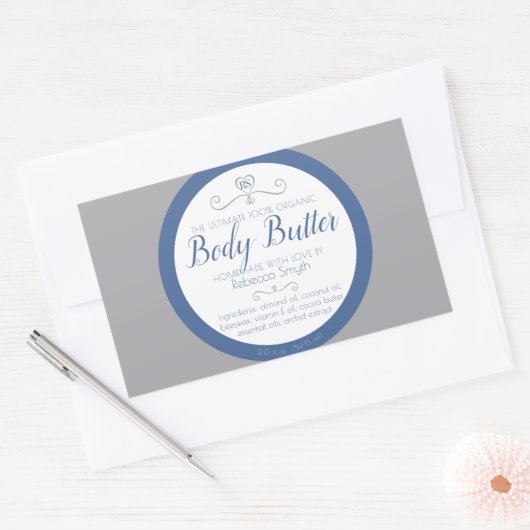 Zelfgemaakte schoonheidsingrediënten zilver grijs  rechthoekige sticker (Envelop)