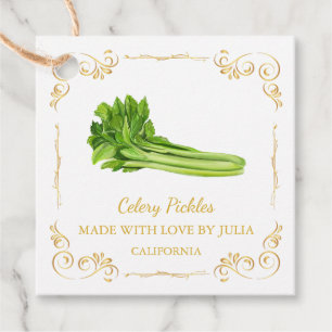 Zelfgemaakte Selderij Pickle Square Hang Label