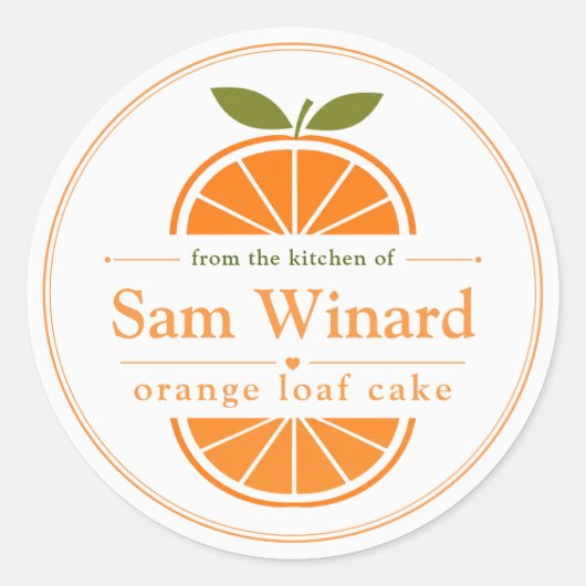Zelfgemaakte Sinaasappel Cake Keuken Label (Voorkant)