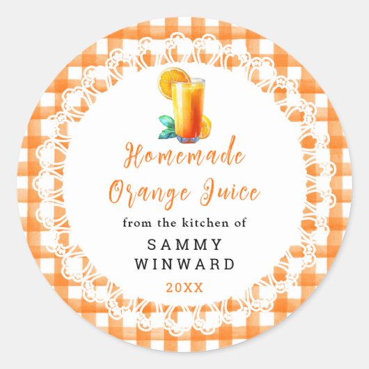 Zelfgemaakte Sinaasappel Juice Drink Label (Voorkant)