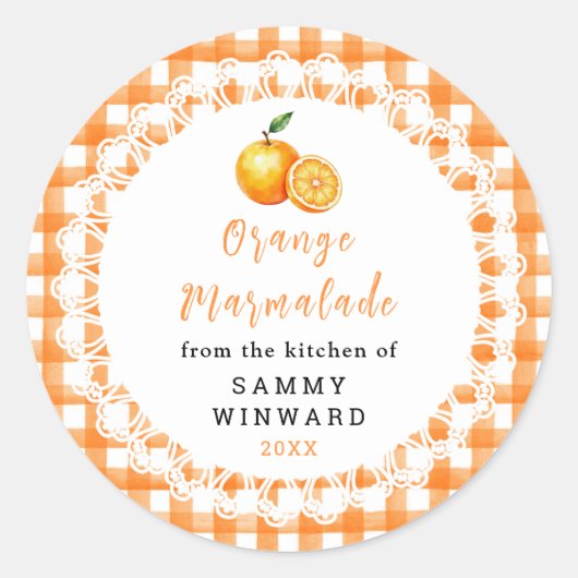 Zelfgemaakte Sinaasappel Marmelade Pot Etiket (Voorkant)