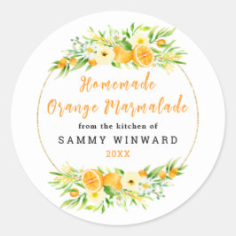 Zelfgemaakte Sinaasappel Marmelade Potlabel Ronde Sticker
