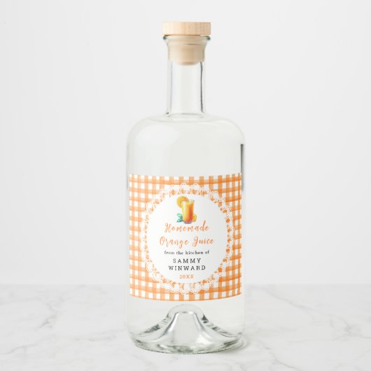 Zelfgemaakte Sinaasappels sap Drink Likeurfles Etiket (Voorkant)