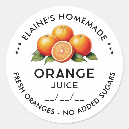 Zelfgemaakte sinaasappelsapjam etiket (Voorkant)