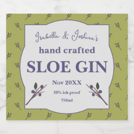 Zelfgemaakte Sloe Gin label Likeurfles Etiket