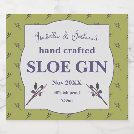 Zelfgemaakte Sloe Gin label Likeurfles Etiket (Enkel label)