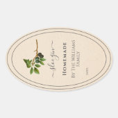 Zelfgemaakte sloe gin met  illustratie ovale sticker (Voorkant)