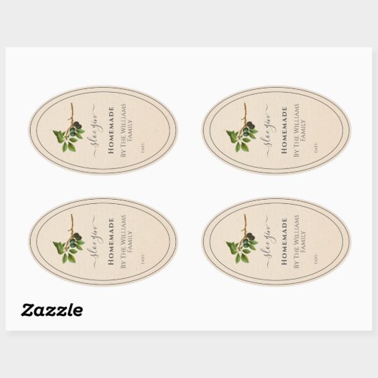 Zelfgemaakte sloe gin met  illustratie ovale sticker (Vel)